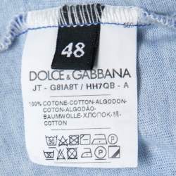 Pre Owned Dolce & Gabbana Blue Printed Cotton T-Shirt M