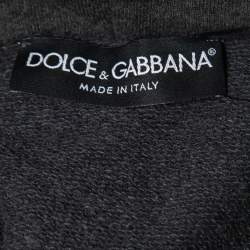 Pre Owned Dolce & Gabbana Grey Floral Bee Print Cotton Hooded Sweatshirt S