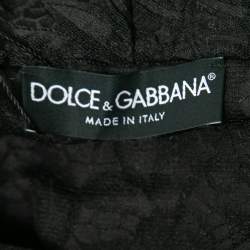 Pre Owned Dolce & Gabbana Black Floral Brocade Raised Logo Detail Hoodie M