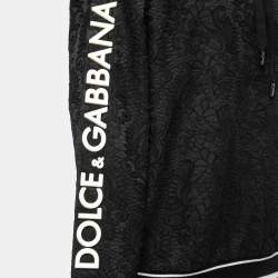 Pre Owned Dolce & Gabbana Black Floral Brocade Raised Logo Detail Hoodie M