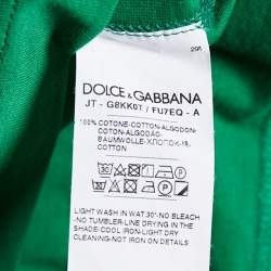 Dolce & Gabbana Green Cotton Knit Logo Plaque Detail V-Neck T-Shirt S