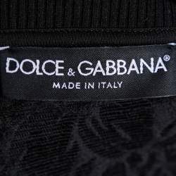 Pre Owned Dolce & Gabbana Black Ti Voglio Tanto Bene Patch Jacquard Crewneck Sweatshirt M
