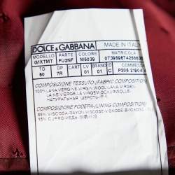 Pre Owned Dolce & Gabbana Burgundy Wool 3 Piece Sicilia Fit Suit L