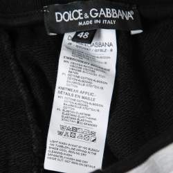 Dolce & Gabbana Black Cotton Heart Embroidered Joggers M