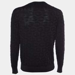 Pre Owned Dolce & Gabbana Black Logo Intarsia Knit Jumper L