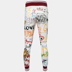 Pre Owned Dolce & Gabbana Exclusive White Dubai Graffiti Print Cotton Joggers S