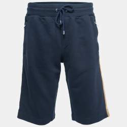 Pre Owned Dolce & Gabbana Navy Blue Cotton Side Stripe Drawstring Shorts L