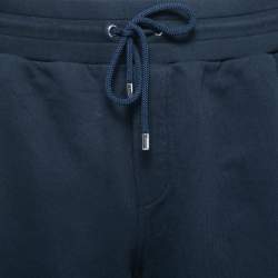 Pre Owned Dolce & Gabbana Navy Blue Cotton Side Stripe Drawstring Shorts L