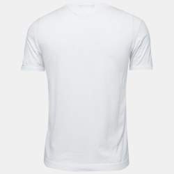 Pre Owned Dolce & Gabbana White Cotton Logo Plaque T-Shirt XS
