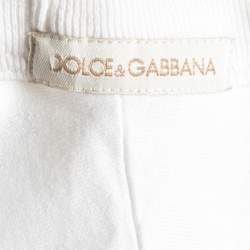 Pre Owned Dolce & Gabbana White Crown printed Cotton Crewneck T-Shirt M