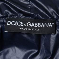 Pre Owned Dolce & Gabbana Navy Blue Nylon Quilted Hooded Jacket XL