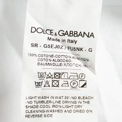Pre Owned Dolce & Gabbana White Cotton Label Logo Patch Detail Gold Fit Shirt M