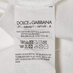 Pre Owned Dolce & Gabbana White Dance With The Price Print Cotton T-Shirt XS