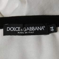 Pre Owned Dolce & Gabbana White Dance With The Price Print Cotton T-Shirt XS