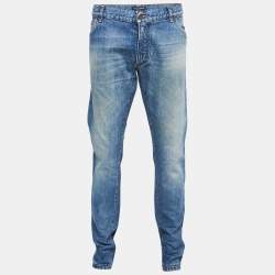 Pre Owned Dolce & Gabbana Blue Washed Denim Regular Fit Jeans XXXL