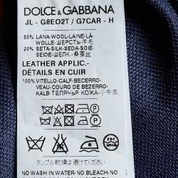Pre Owned Dolce & Gabbana Navy Blue Knit Polka Dot Collar Detail Polo T-Shirt S