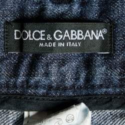 Pre Owned Dolce & Gabbana Navy Blue Denim Distressed Jeans M
