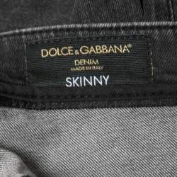 Pre Owned Dolce & Gabbana Grey Distressed Denim Skinny Jeans M Waist 32"
