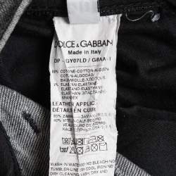 Pre Owned Dolce & Gabbana Grey Distressed Denim Gold Stretch Jeans M Waist 34"