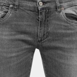 Pre Owned Dolce & Gabbana Grey Distressed Denim Gold Stretch Jeans M Waist 34"