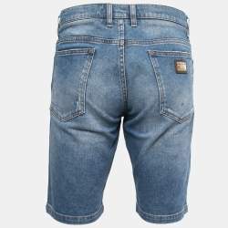 Pre Owned Dolce & Gabbana Blue Washed Distressed Denim Shorts M