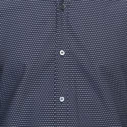 Pre Owned Dolce & Gabbana Navy Blue Printed Cotton Full Sleeve Shirt M