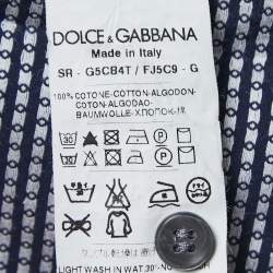 Pre Owned Dolce & Gabbana Navy Blue Printed Cotton Full Sleeve Shirt M