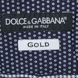 Pre Owned Dolce & Gabbana Navy Blue Printed Cotton Full Sleeve Shirt M