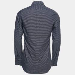 Pre Owned Dolce & Gabbana Navy Blue Printed Cotton Full Sleeve Shirt M