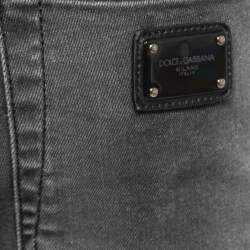 Pre Owned Dolce & Gabbana Grey Distressed Denim Skinny Jeans M Waist 32"