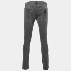 Pre Owned Dolce & Gabbana Grey Distressed Denim Skinny Jeans M Waist 32"