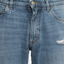 Pre Owned Dolce & Gabbana Blue Distressed Denim Bermuda Shorts M