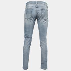 Pre Owned Dolce & Gabbana Washed Distressed Denim Skinny Jeans L Waist 34"