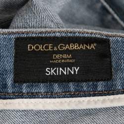 Pre Owned Dolce & Gabbana Washed Distressed Denim Skinny Jeans L Waist 34"
