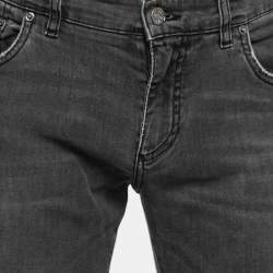 Pre Owned  Dolce & Gabbana Grey Washed Distressed Denim Skinny Jeans Waist 35