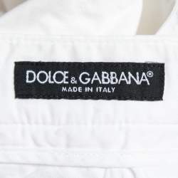 Pre Owned Dolce & Gabbana White Cotton Bermuda Shorts L