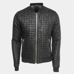 Pre Owned Dolce & Gabbana Black Quilted Nylon Zip Front Bomber Jacket L