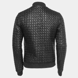 Pre Owned Dolce & Gabbana Black Quilted Nylon Zip Front Bomber Jacket L