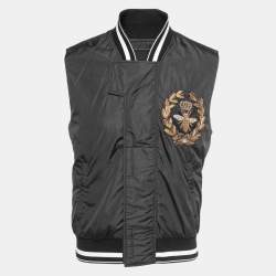 مملوكة مسبقًا Dolce & Gabbana Black Embroidered Nylon Sleeveless Jacket L