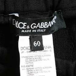 Pre Owned Dolce & Gabbana Black Cotton Knit Logo Embroidered Jogger Pants 5XL