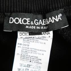 Pre Owned Dolce & Gabbana Black Cotton Knit Zip Detail Track Pants 5XL