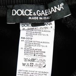 Pre Owned Dolce & Gabbana Black Cotton Knit Zip Detail Track Pants 5XL