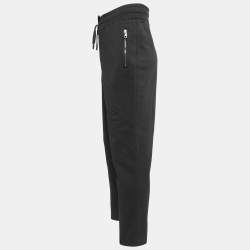 Pre Owned Dolce & Gabbana Black Cotton Knit Zip Detail Track Pants 5XL