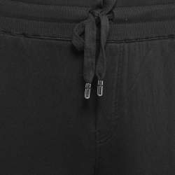 Pre Owned Dolce & Gabbana Black Cotton Knit Zip Detail Track Pants 5XL
