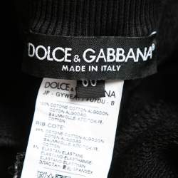 Pre Owned Dolce & Gabbana Black Cotton Knit Zip Detail Track Pants 5XL