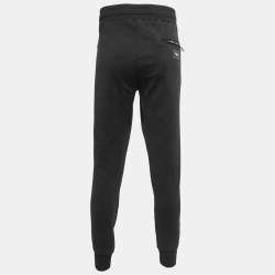 Pre Owned Dolce & Gabbana Black Cotton Knit Zip Detail Jogger Pants 5XL