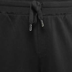 Pre Owned Dolce & Gabbana Black Cotton Knit Zip Detail Track Pants 5XL
