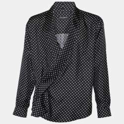 مملوكة مسبقًا Dolce & Gabbana Black Polka Dot Silk Wrap Shirt M