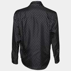 مملوكة مسبقًا Dolce & Gabbana Black Polka Dot Silk Wrap Shirt M