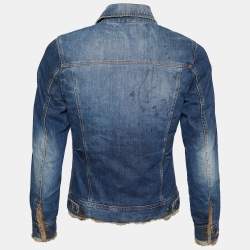 Pre Owned Dolce & Gabbana Blue Denim & Fur Lined Jacket S